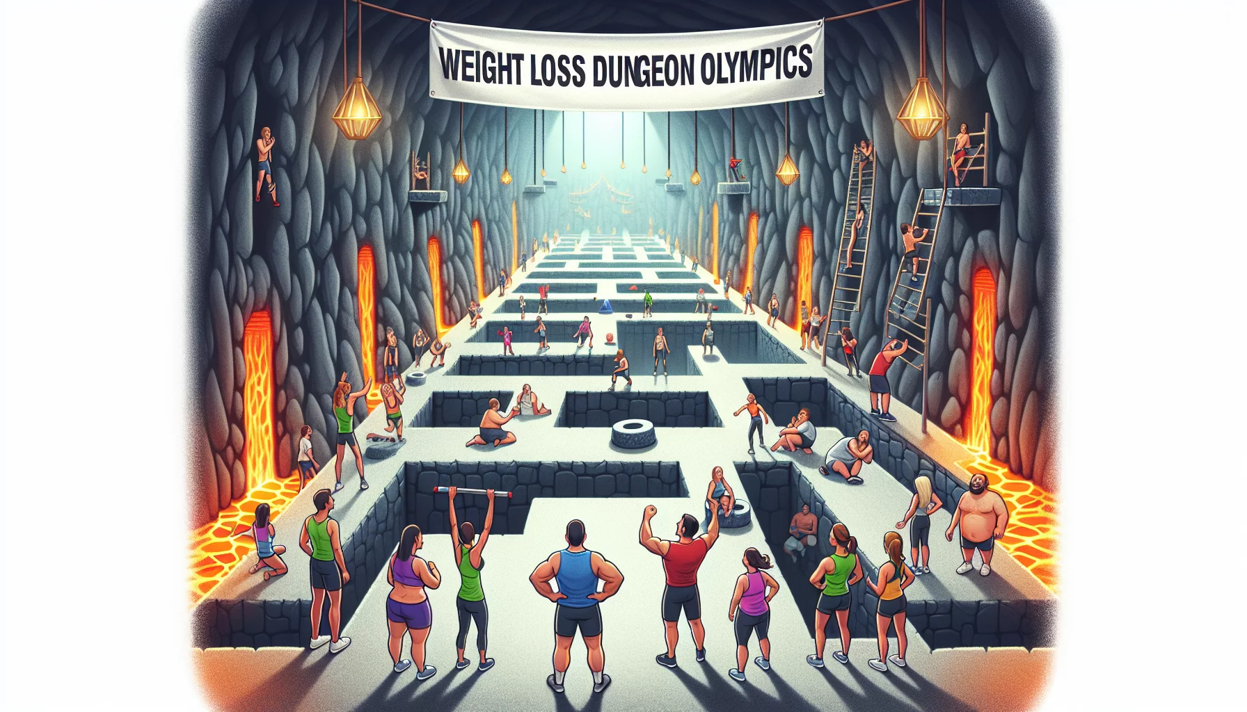 Olympiades du Donjon de la Perte de Poids: Surmontez les obstacles et perdez du poids dans un esprit de compétition amicale.